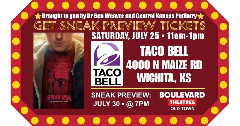 SNEAK PREVIEW TICKETS• "Spider-Man: Brand New Day" • Taco Bell • July 25, 2026 • 11am-1pm